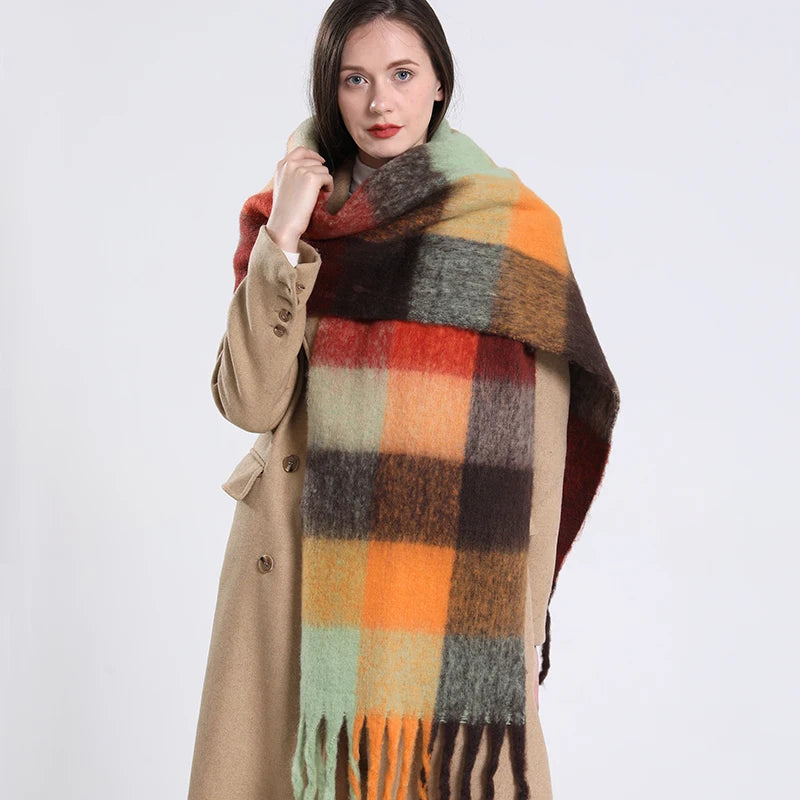 NEW Luxury Winter Thick Warm Scarf Women Cashmere Shawl and Wraps Pashmina Neckerchief Bufanda Female Long Tessel Echarpe 2024