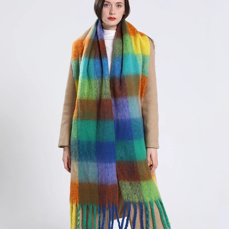 NEW Luxury Winter Thick Warm Scarf Women Cashmere Shawl and Wraps Pashmina Neckerchief Bufanda Female Long Tessel Echarpe 2024