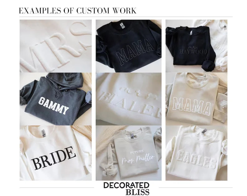 Custom Text Hoodies, Personalized Puff Print Embossed Sweatshirt Gift for Mom Christmas Gift Idea Business Logos Employee Gift