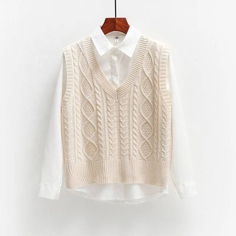 Women'S Fall and Winter Sleeveless Knitted Sweater Vest Coat Undershirt / No Shirt