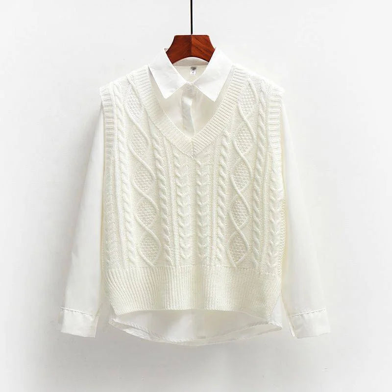Women'S Fall and Winter Sleeveless Knitted Sweater Vest Coat Undershirt / No Shirt