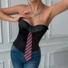 Sexy Club Fashion Sleeveless Bare Shoulder Fishbone Skinny Slim Crop Top Women,Strapless Bandage Tube Top Backless Vest