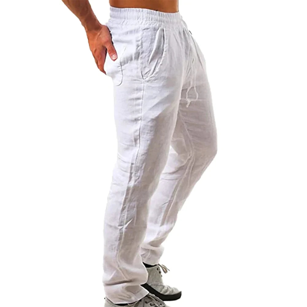 New Spring Summer Men's Cotton Linen Pants Breathable Solid Color Linen Trousers Men Casual Fitness Streetwear S-3Xl