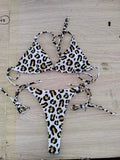 Sexy Deep V Bikini Set Tight Fit Leopard Print Beach Swimming Suit Women's Fashionable Two-Piece Swimsuit