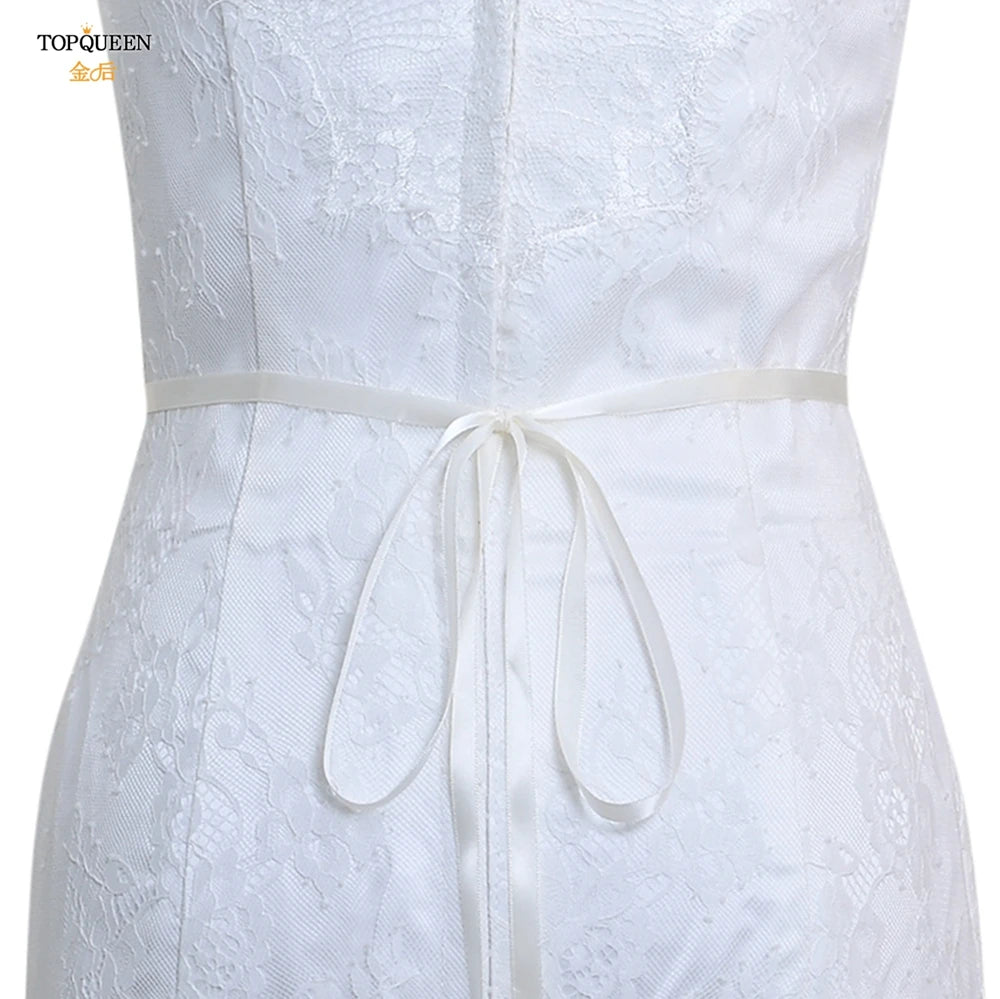 TOPQUEEN Wedding Belts and Sashes Handmade Beaded Belts for Dresses Pearl and Rhinestone Trim SIlver Gold Wedding Belt S383