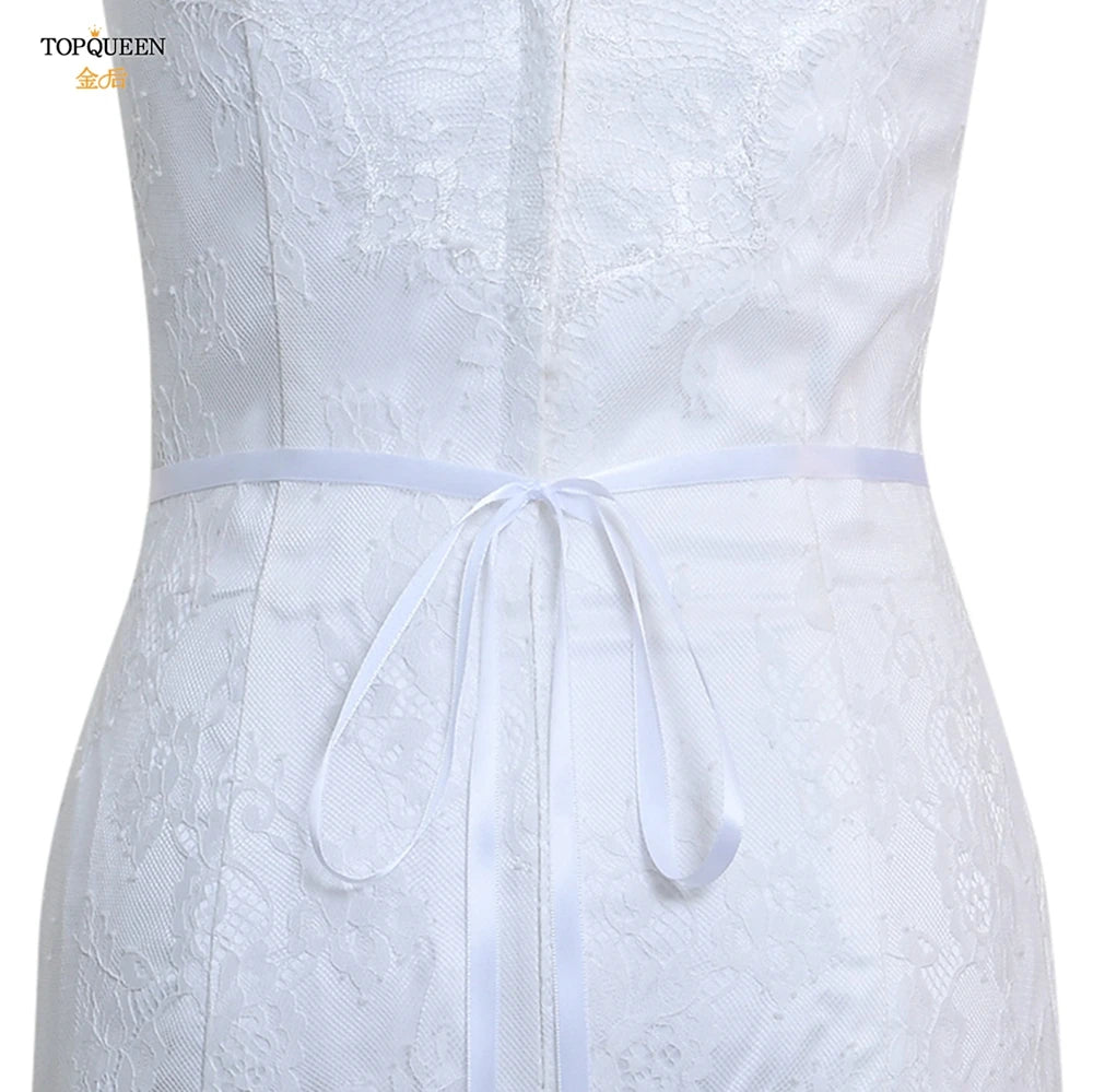 TOPQUEEN Wedding Belts and Sashes Handmade Beaded Belts for Dresses Pearl and Rhinestone Trim SIlver Gold Wedding Belt S383