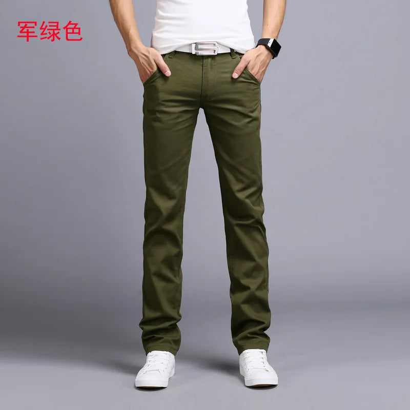 2022 Spring Autumn New Casual Pants Men Cotton Slim Fit Chinos Fashion Trousers Male Brand Clothing Plus Size 9 colour 919