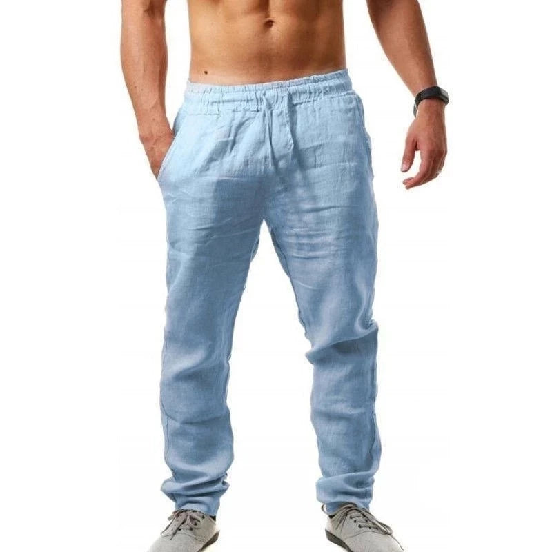 New Spring Summer Men's Cotton Linen Pants Breathable Solid Color Linen Trousers Men Casual Fitness Streetwear S-3Xl