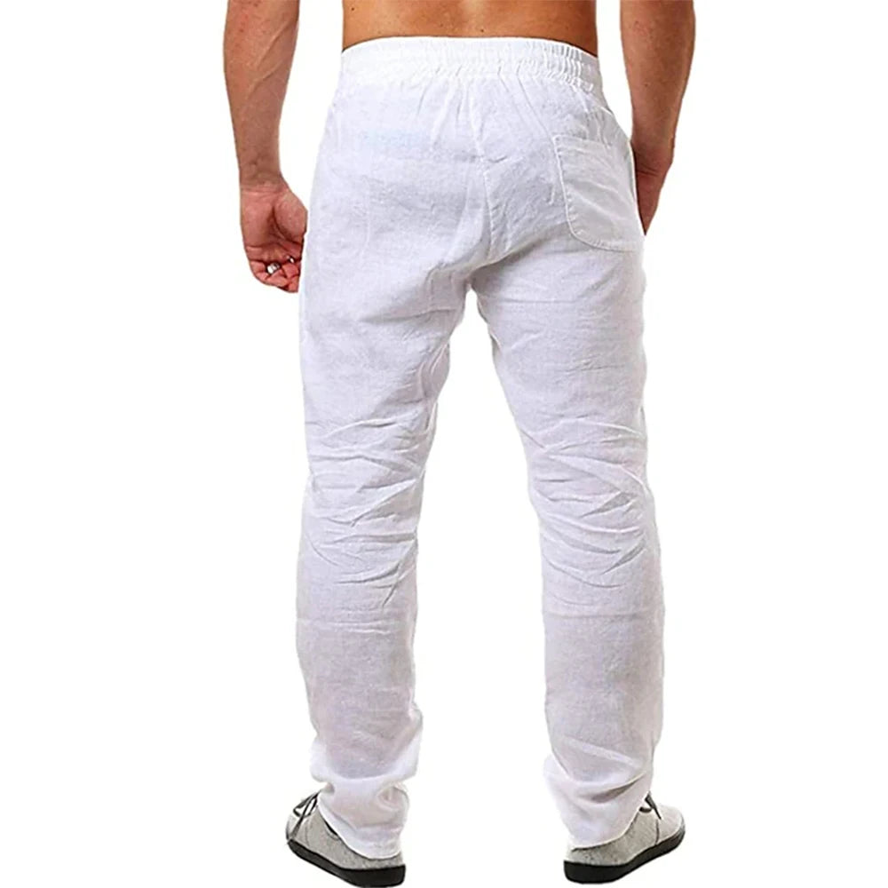 New Spring Summer Men's Cotton Linen Pants Breathable Solid Color Linen Trousers Men Casual Fitness Streetwear S-3Xl