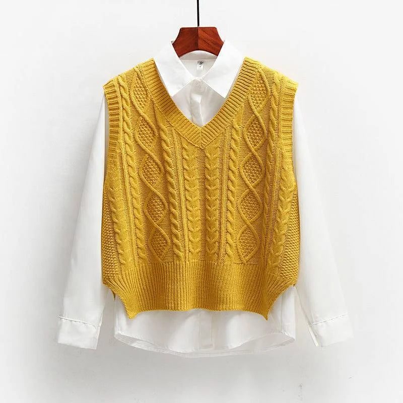 Women'S Fall and Winter Sleeveless Knitted Sweater Vest Coat Undershirt / No Shirt