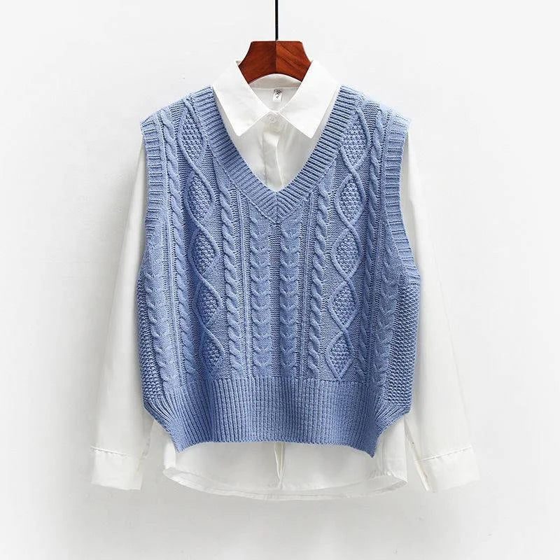 Women'S Fall and Winter Sleeveless Knitted Sweater Vest Coat Undershirt / No Shirt