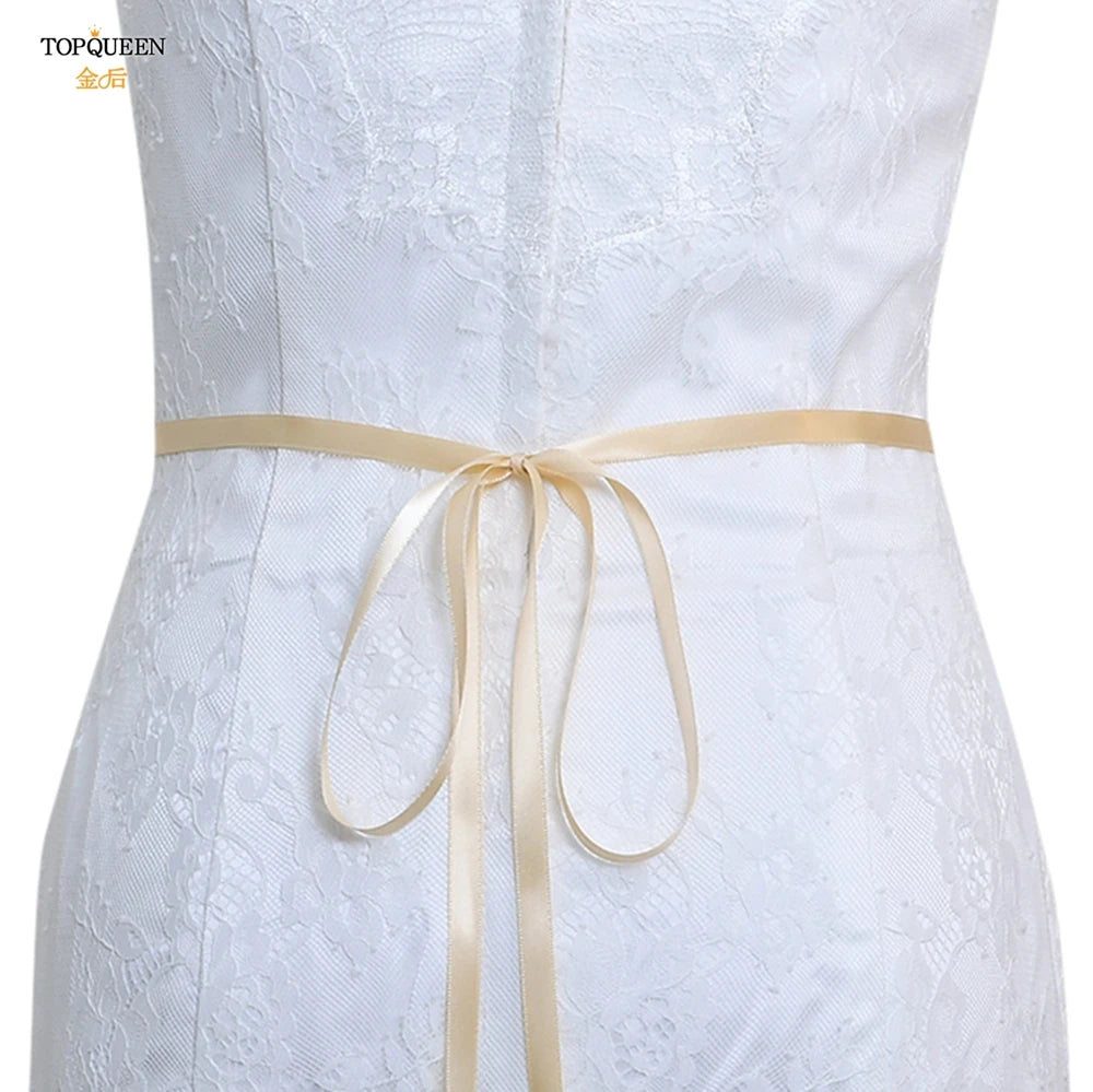 TOPQUEEN Wedding Belts and Sashes Handmade Beaded Belts for Dresses Pearl and Rhinestone Trim SIlver Gold Wedding Belt S383