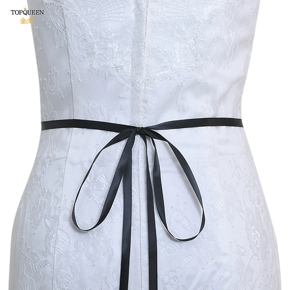 TOPQUEEN Wedding Belts and Sashes Handmade Beaded Belts for Dresses Pearl and Rhinestone Trim SIlver Gold Wedding Belt S383