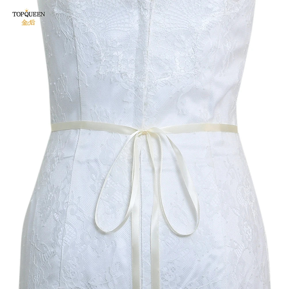TOPQUEEN Wedding Belts and Sashes Handmade Beaded Belts for Dresses Pearl and Rhinestone Trim SIlver Gold Wedding Belt S383