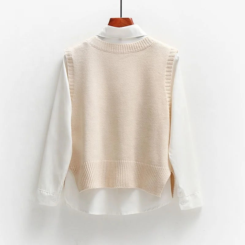 Women'S Fall and Winter Sleeveless Knitted Sweater Vest Coat Undershirt / No Shirt