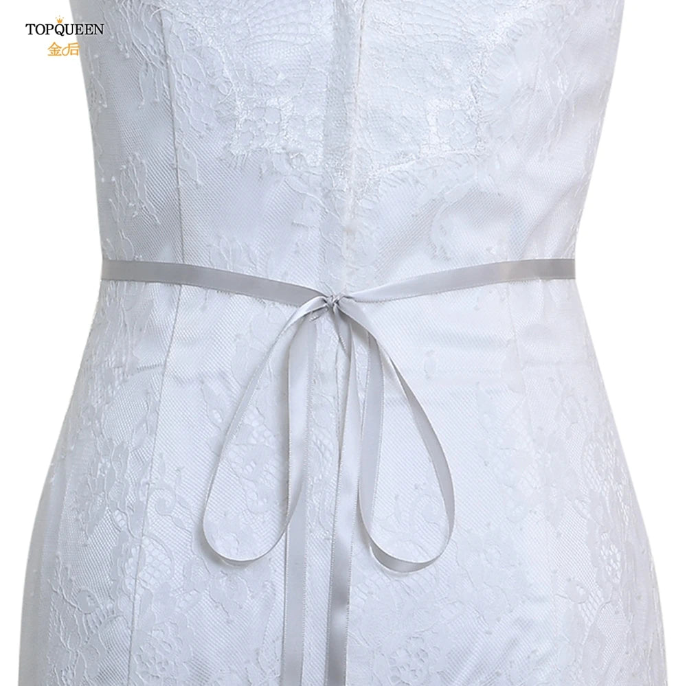 TOPQUEEN Wedding Belts and Sashes Handmade Beaded Belts for Dresses Pearl and Rhinestone Trim SIlver Gold Wedding Belt S383