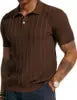 Liu Ming Oem New Products Fashionable Solid Color Knitted Sweater Casual Short Sleeve Ribbed Knit T Shirt Top for Men