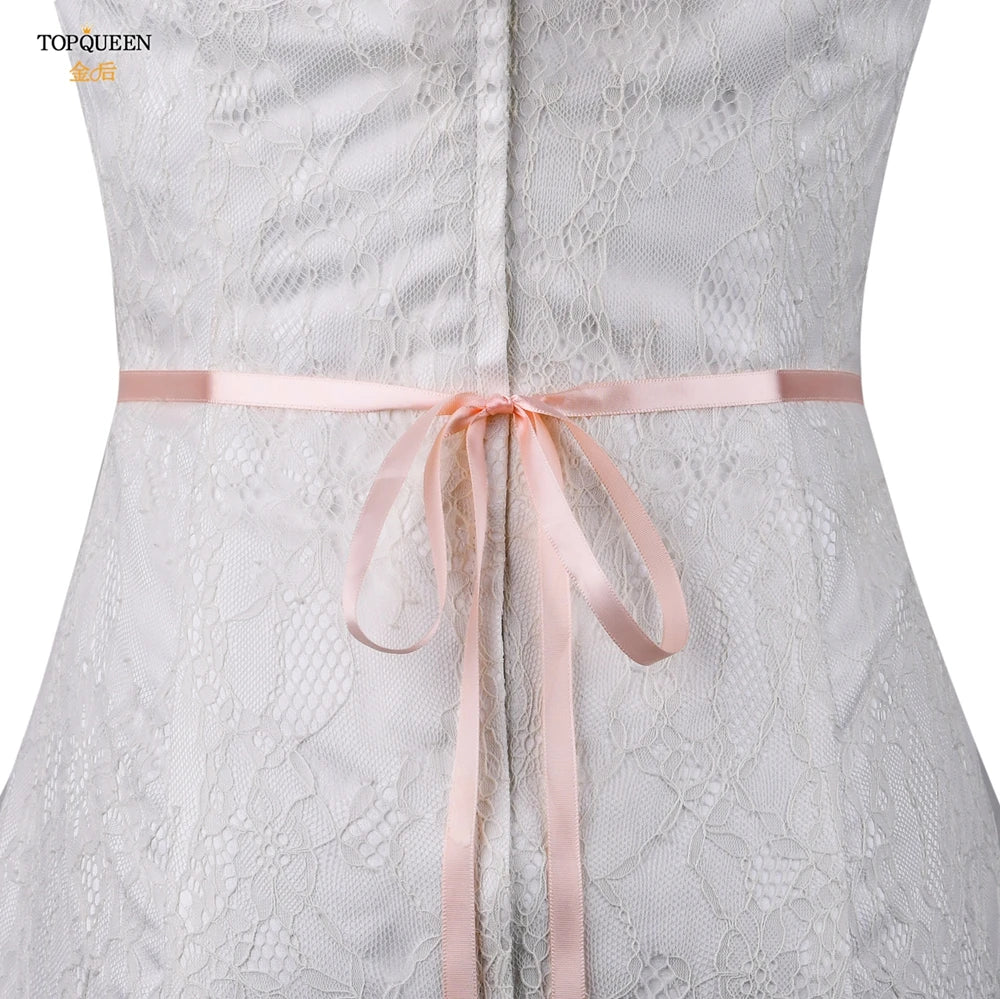 TOPQUEEN Wedding Belts and Sashes Handmade Beaded Belts for Dresses Pearl and Rhinestone Trim SIlver Gold Wedding Belt S383
