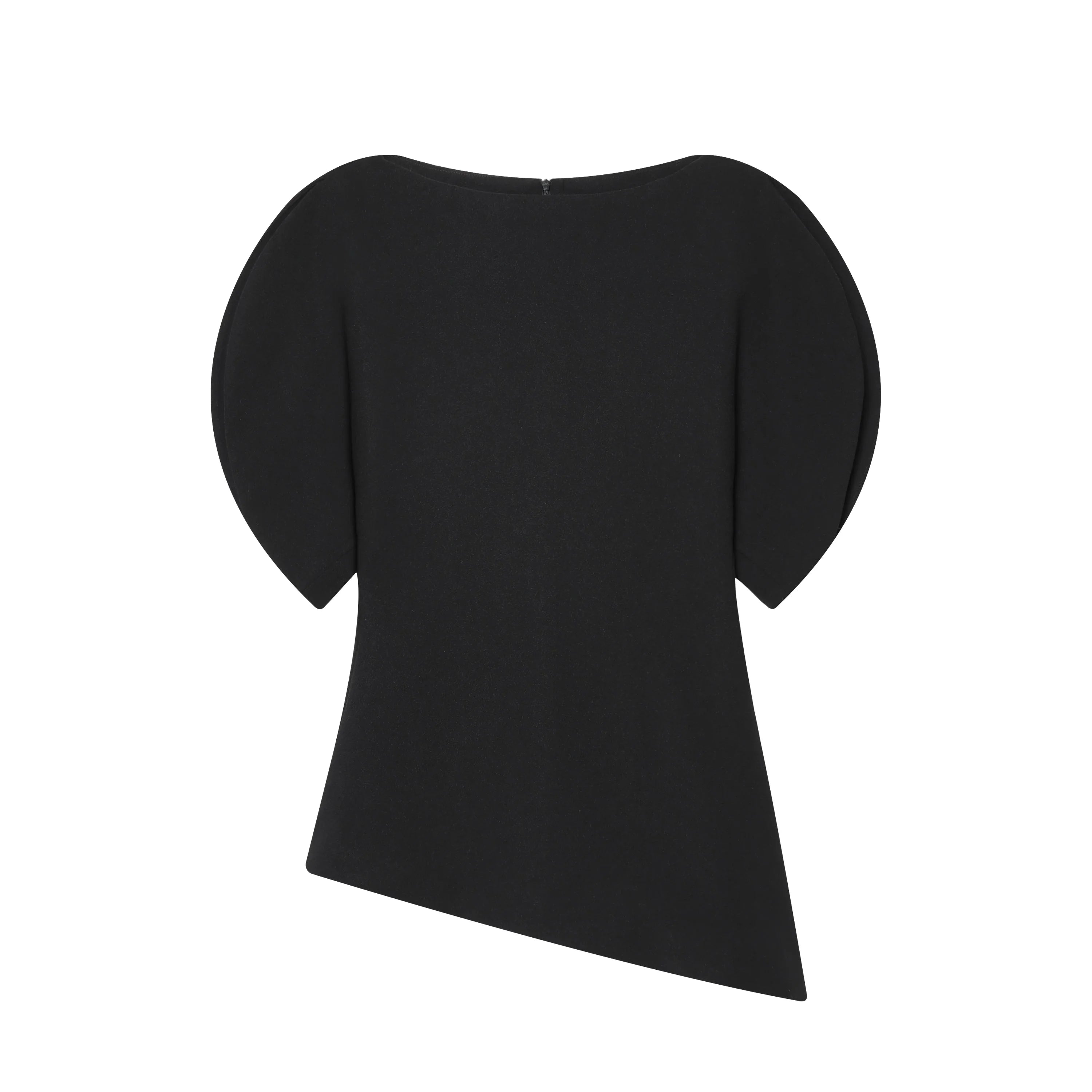 HH Women Vintage Black Short Puff Sleeve Shirts O Neck Asymmetrical Hem Blouse 2026 Spring Trend High Street Lady Chic Tops