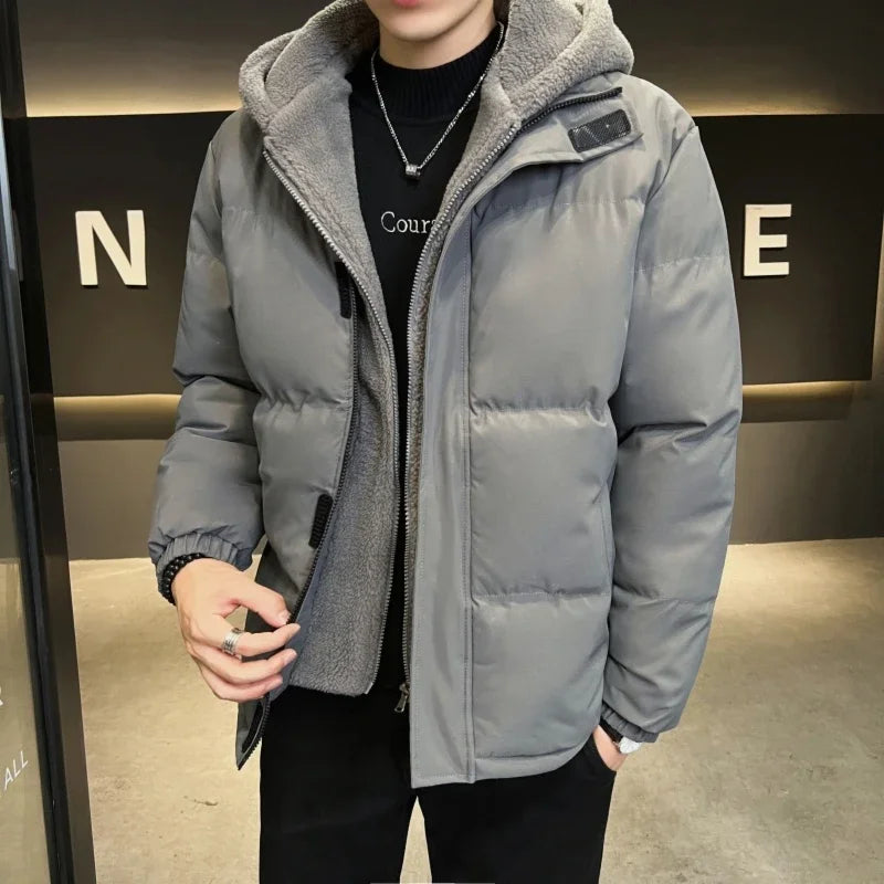 TFETTERS Brand Fake Two Pieces Parkas for Mens 2026 Autumn Winter New Loose Zip-up Hooded Jackets Man Korean Fashion Casual Coat