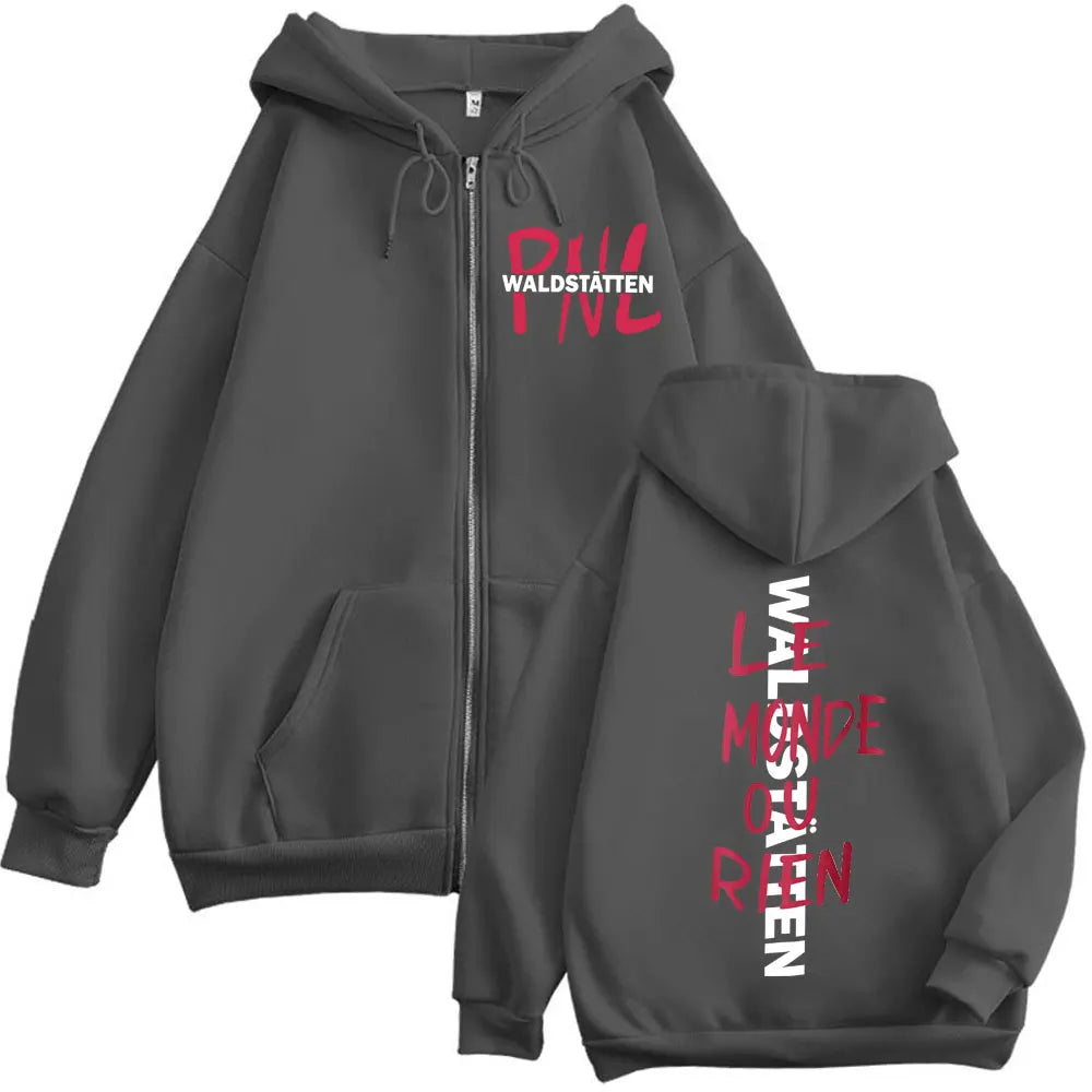 Limited French Rap Group PNL Le Monde Ou Rien Merch Zipper Hoodies Fashion Hip Hop Zip Up Pullovers Men Women Casual Sweatshirt