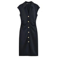 HXAO Ruched Shirt Midi Dresses 2025 Woman Summer Sleeveless Black White Dress Women Bodycon Elegant Casual Women's Dress 088