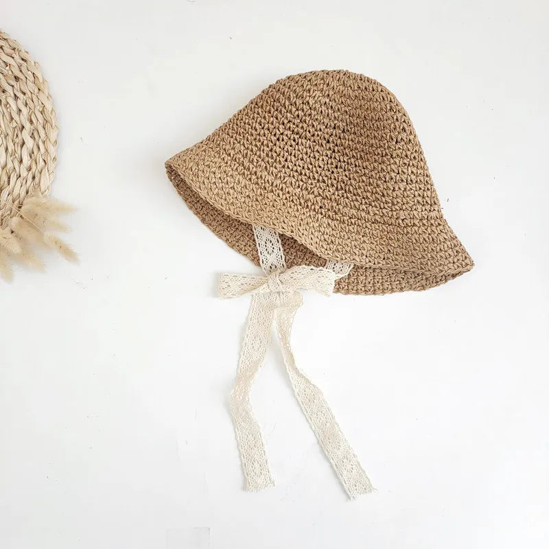 Summer Baby Sun Hat Handmade Woven Straw Cap for Toddler Boy Girl Outdoor Sunshade Beach Sun Hats Kids Panama Bonnet