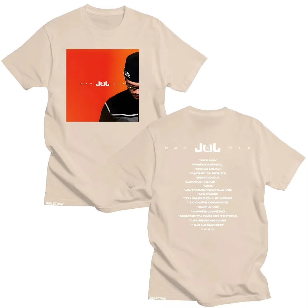 Rapper JuL D&p À Vie Men T-shirts JuL New Album Fashion Versatile Tshirts Graphic Tees Summer for Women Short Sleeve Cotton Top
