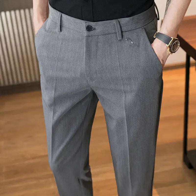Business Baggy Office Trousers for Men Straight Summer Thin Loose Casual Pants Man Tailoring Clothes Cheap High Quality Sale Y2k