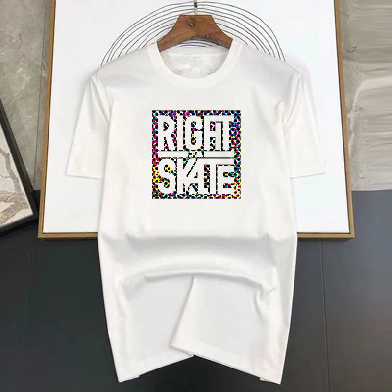 Luxury Brand Right to Skate Letter Print T Shirt For Man Summer Vintage Unisex Oversized T-shirt Y2k Tops Short Sleeve Men's