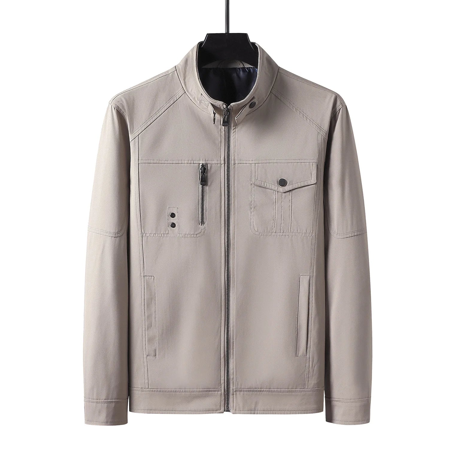 2023 Spring Autumn Jacket Bomber Men's Slim Business Coat Thin Casual Mens Baseball Solid Color Tops Fashion Male Dad Plus Size