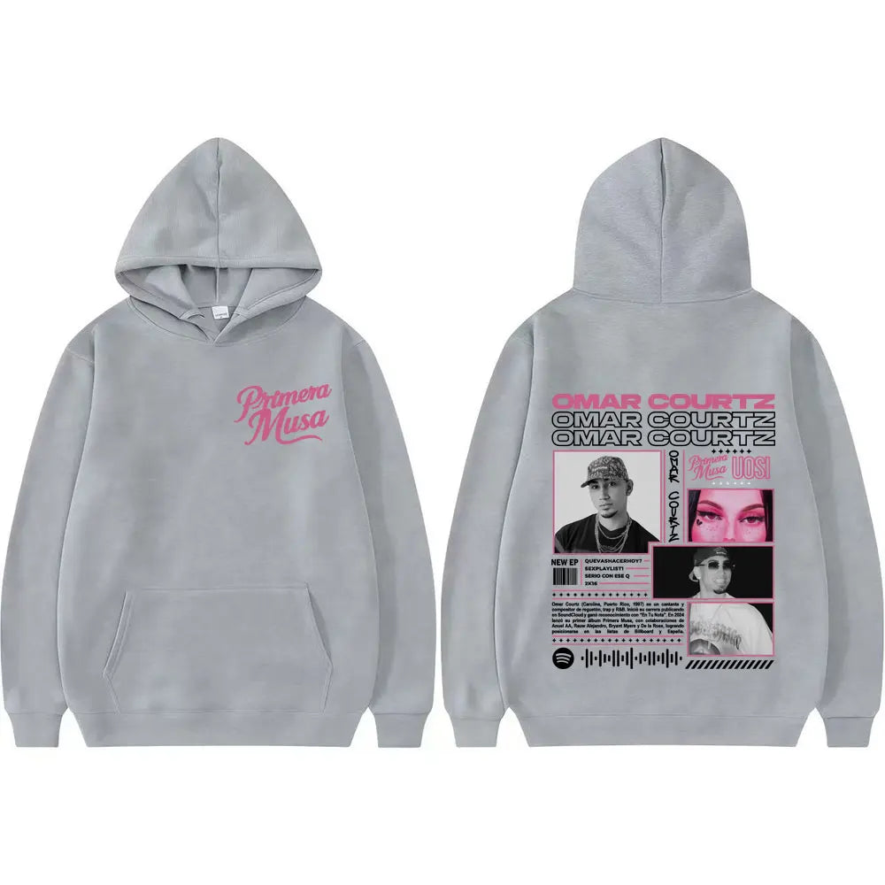 Omar Courtz Primera Musa Album Tour Double Sided Printed Hoodies Men Women Hip Hop Vintage Hoodie Casual Long Sleeve Sweatshirts