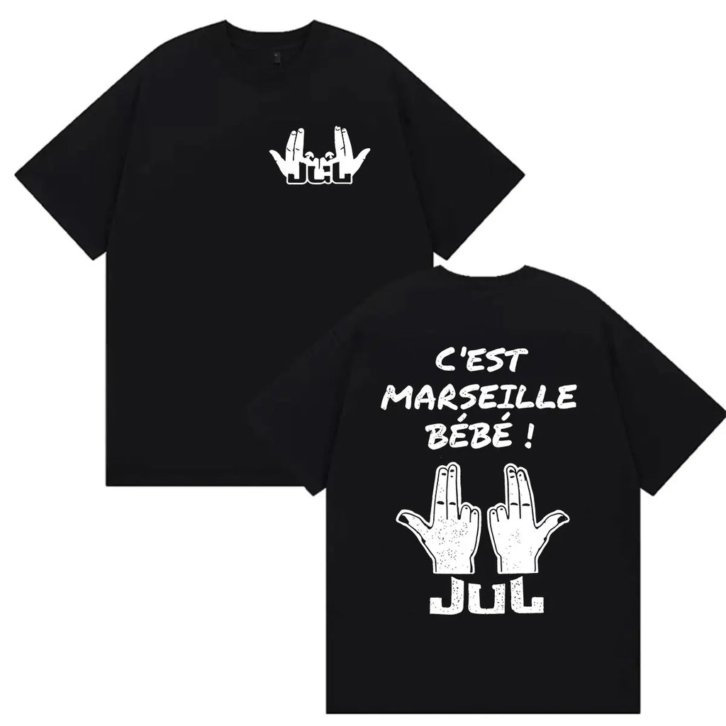 JUL C'est Marseille Bébé Album 2026 Print Shirts Men Women Clothing Fashion Y2K Short Sleeve T-shirt Casual Cotton Tops Tees