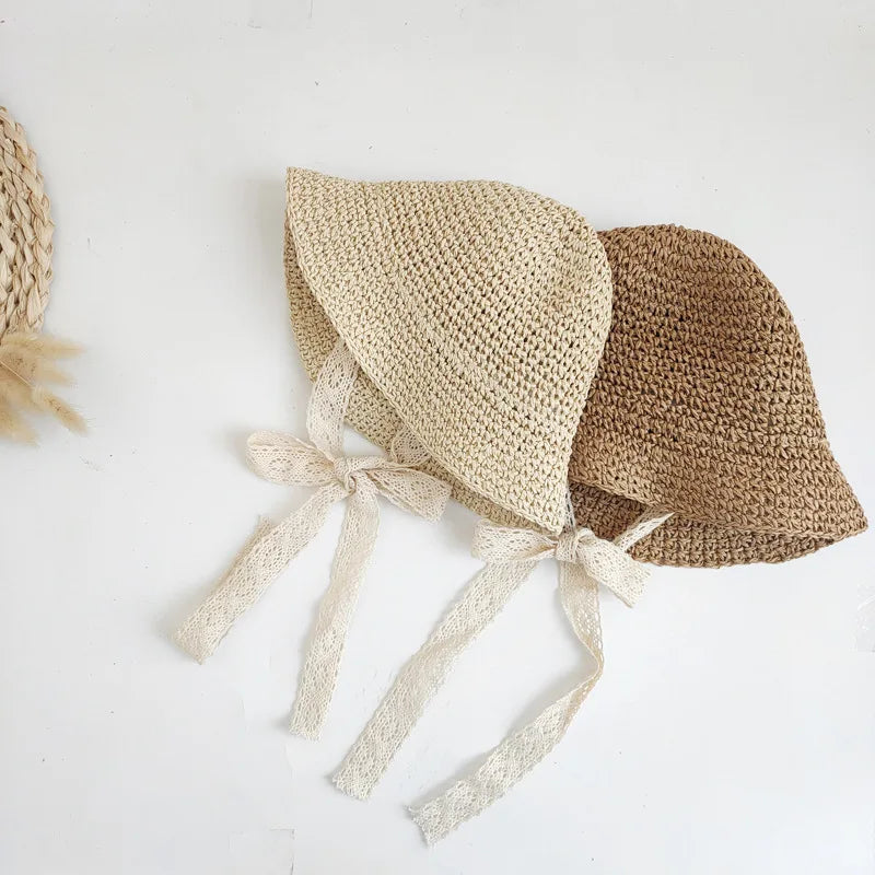Summer Baby Sun Hat Handmade Woven Straw Cap for Toddler Boy Girl Outdoor Sunshade Beach Sun Hats Kids Panama Bonnet