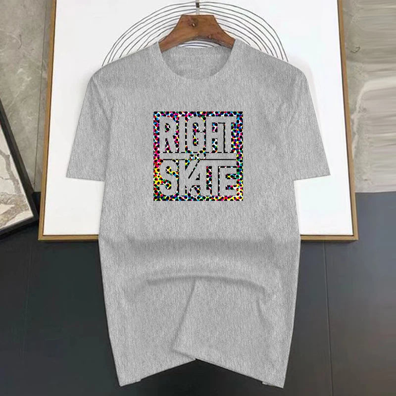 Luxury Brand Right to Skate Letter Print T Shirt For Man Summer Vintage Unisex Oversized T-shirt Y2k Tops Short Sleeve Men's