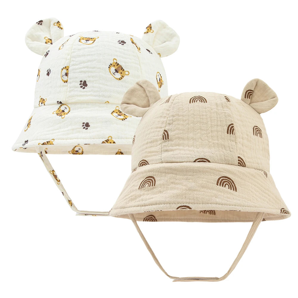 Spring Autumn Print Baby Bucket Hat Soft Cotton Girls Boys Outdoor Casual Panama Sun Cap Summer Infant Toddler Fisherman Hats
