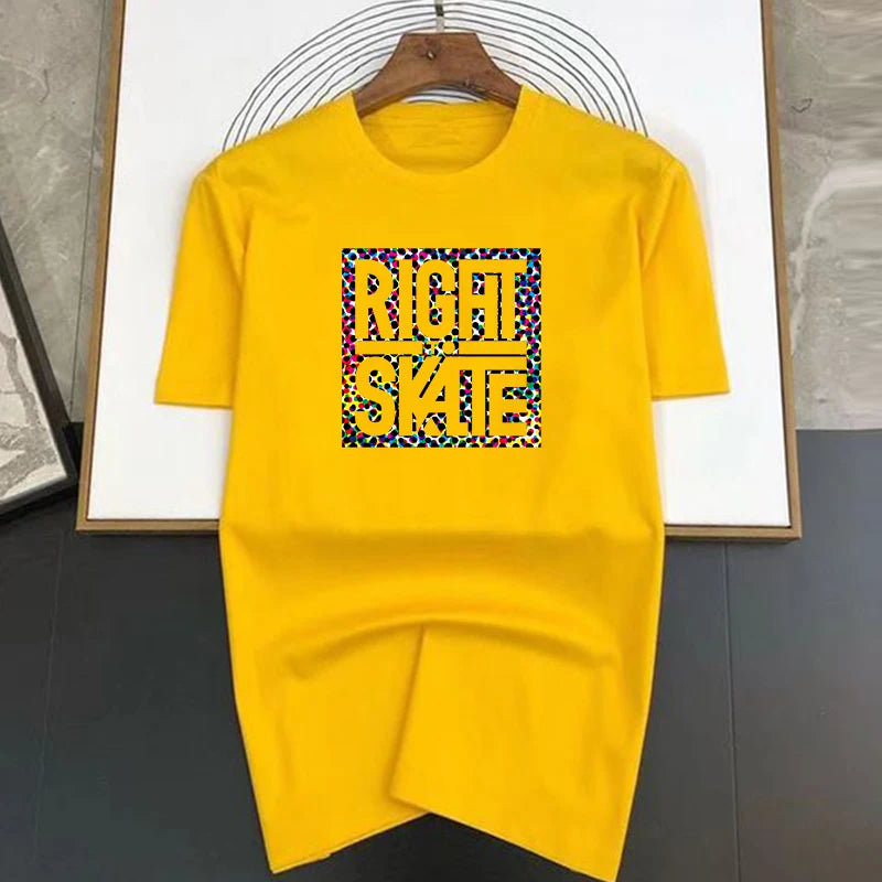 Luxury Brand Right to Skate Letter Print T Shirt For Man Summer Vintage Unisex Oversized T-shirt Y2k Tops Short Sleeve Men's