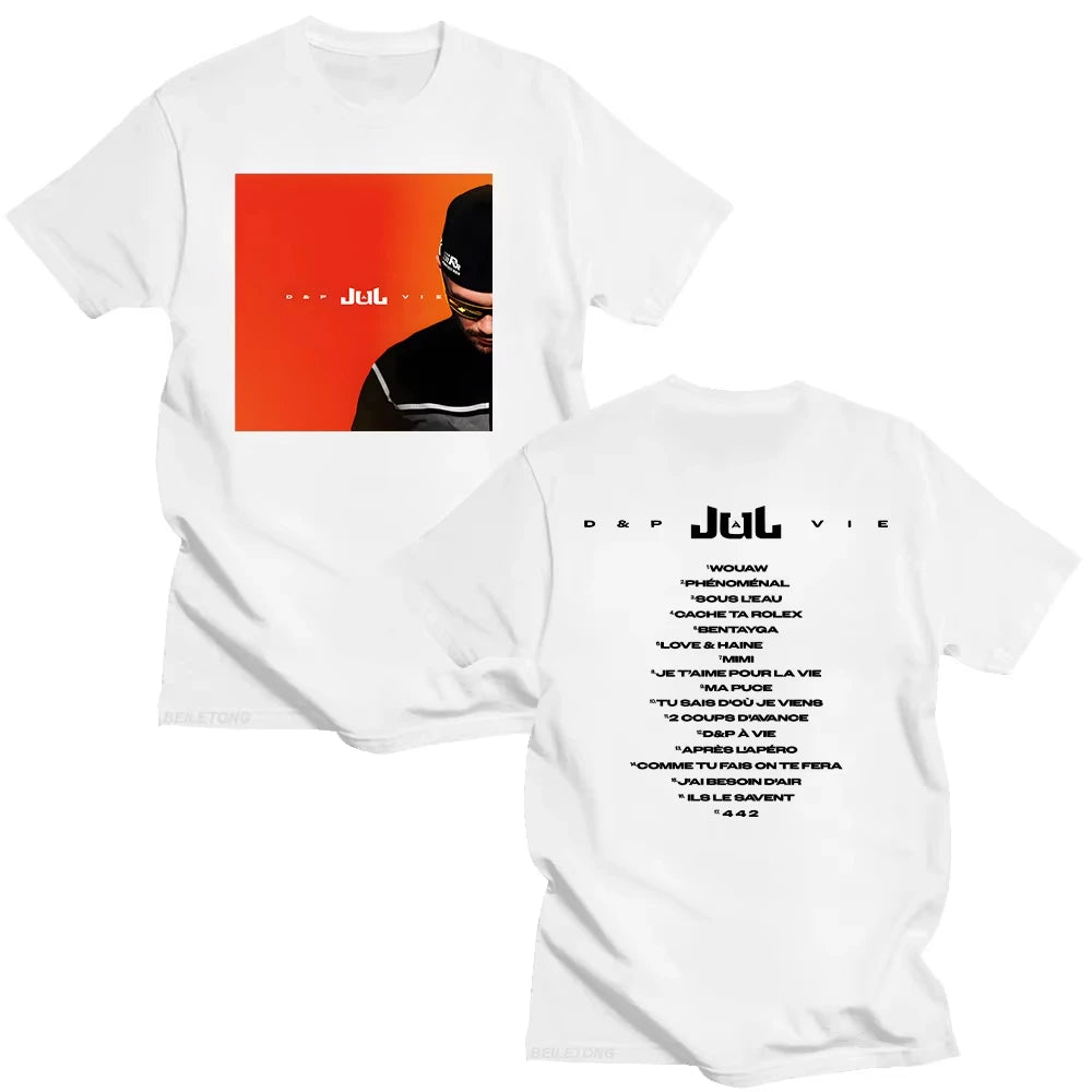 Rapper JuL D&p À Vie Men T-shirts JuL New Album Fashion Versatile Tshirts Graphic Tees Summer for Women Short Sleeve Cotton Top