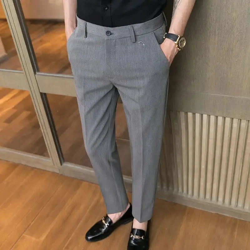 Business Baggy Office Trousers for Men Straight Summer Thin Loose Casual Pants Man Tailoring Clothes Cheap High Quality Sale Y2k