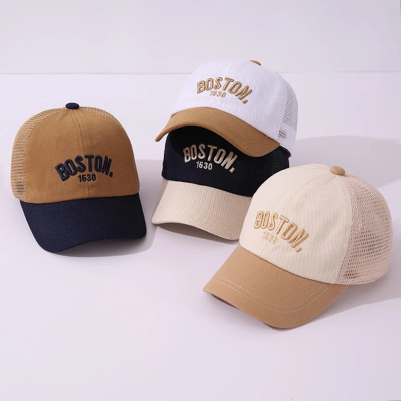 Baby Mesh Baseball Cap Kids Summer Sun Hat Letter Peaked Hats 1-3year Boys Girls Hollow Breathable Sunscreen Caps Children Visor
