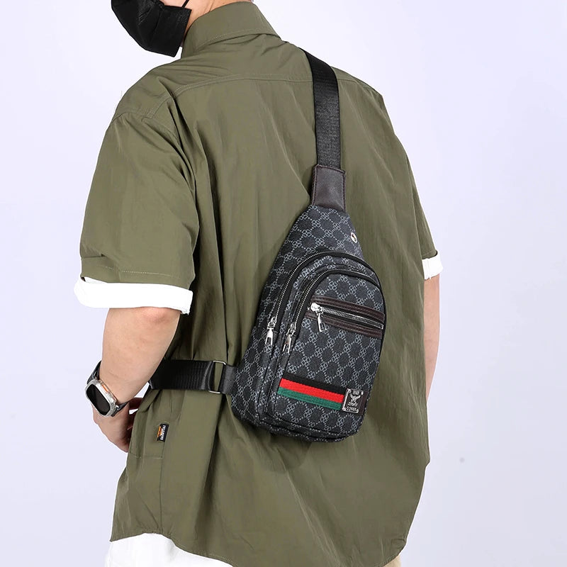 Men's Multifunction Messenger Bag Shoulder Cloth Chest Bags Crossbody Casual Handbag with Earphone Hole