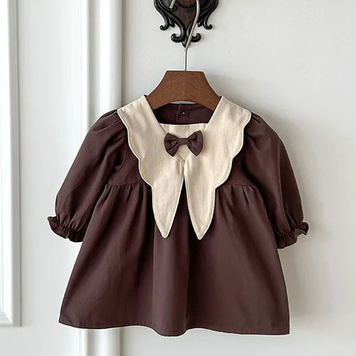 2025 New Spring Sister Clothes 0-4 Yrs Baby Girl Party Dress Baby Girl Romper Long Sleeved Denim Print Kids Princess Dresses