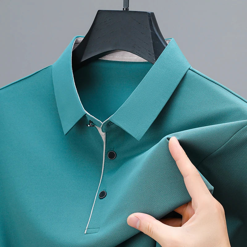 BROWON New Collection 2026 Golf Shirts Mens Short Sleeve Solid Color Turn Down Collar Business Plain Shirt for Man