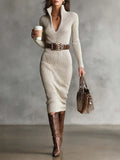 Women's Fashion Elegant Casual Turtleneck Patchwork Maxi Dress Long Sleeve Autumn Winter Simple Party Streetwear Solid 2025 New