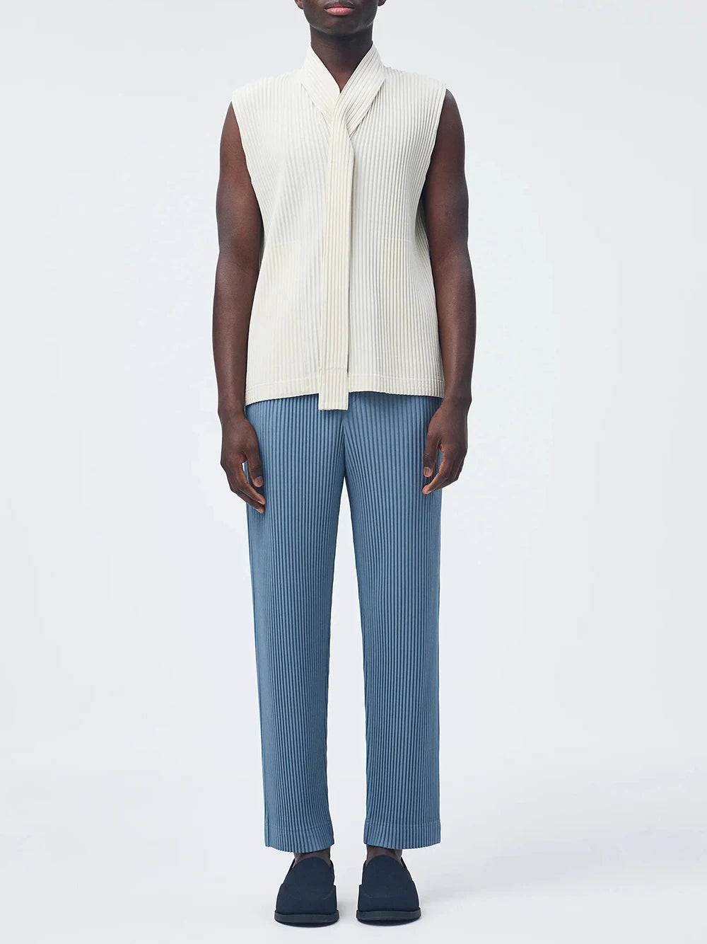 Miyake Pleated Homme Plisse Tie collar Tops