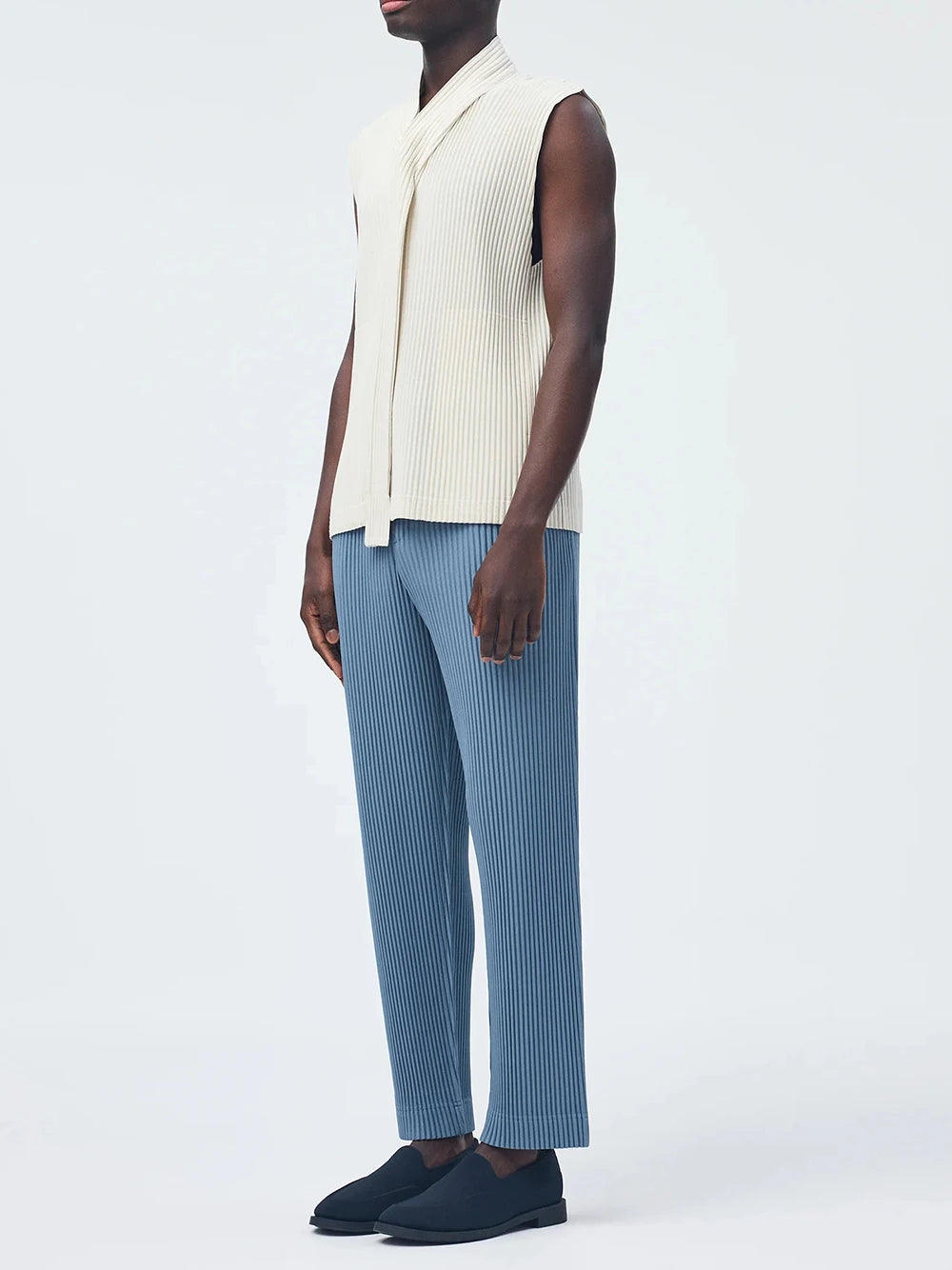 Miyake Pleated Homme Plisse Tie collar Tops