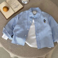 Children's Shirt 2025 Spring Cartoon Boys' Girls' Long Sleeve Blouses Shirts Korean Children's Clothing Pink Blue White Blouse