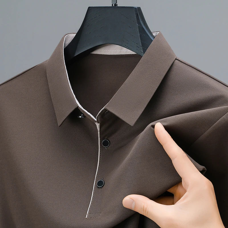 BROWON New Collection 2026 Golf Shirts Mens Short Sleeve Solid Color Turn Down Collar Business Plain Shirt for Man