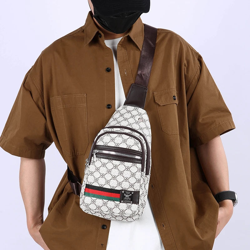 Men's Multifunction Messenger Bag Shoulder Cloth Chest Bags Crossbody Casual Handbag with Earphone Hole