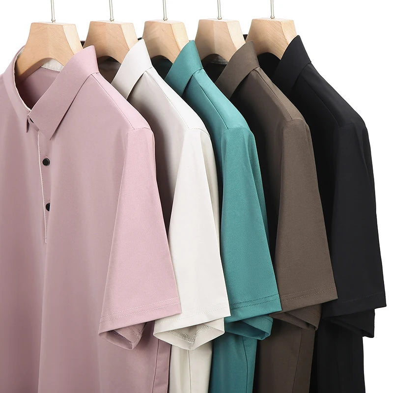 BROWON New Collection 2026 Golf Shirts Mens Short Sleeve Solid Color Turn Down Collar Business Plain Shirt for Man